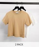 Weekday Alanis 2-pack T-shirts In White And Beige-multi