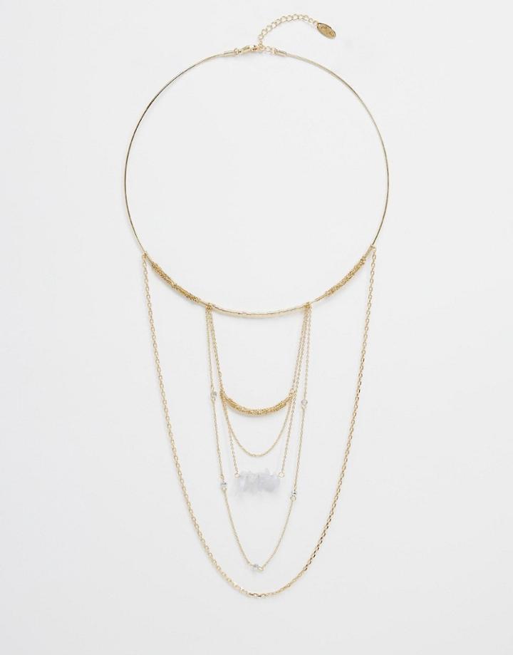 Orelia Draped Torque Necklace - Pale Gold