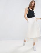 Asos White Pants With Overlap Skirt - Cream