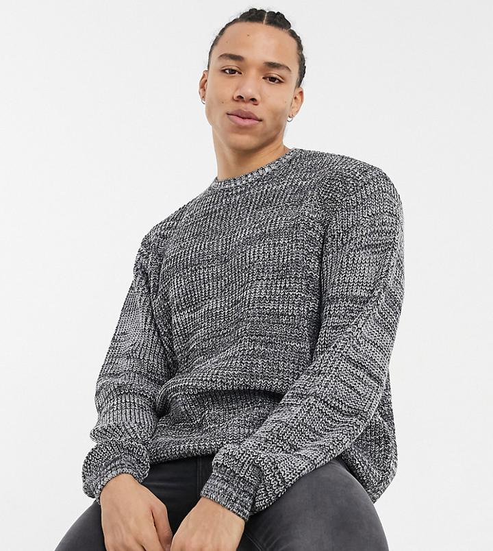 Asos Design Tall Knitted Oversized Rib Sweater In Gray Twist-grey