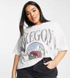 Asos Design Curve Oversized T-shirt In Scenic Graphic Print In Charcoal-gray