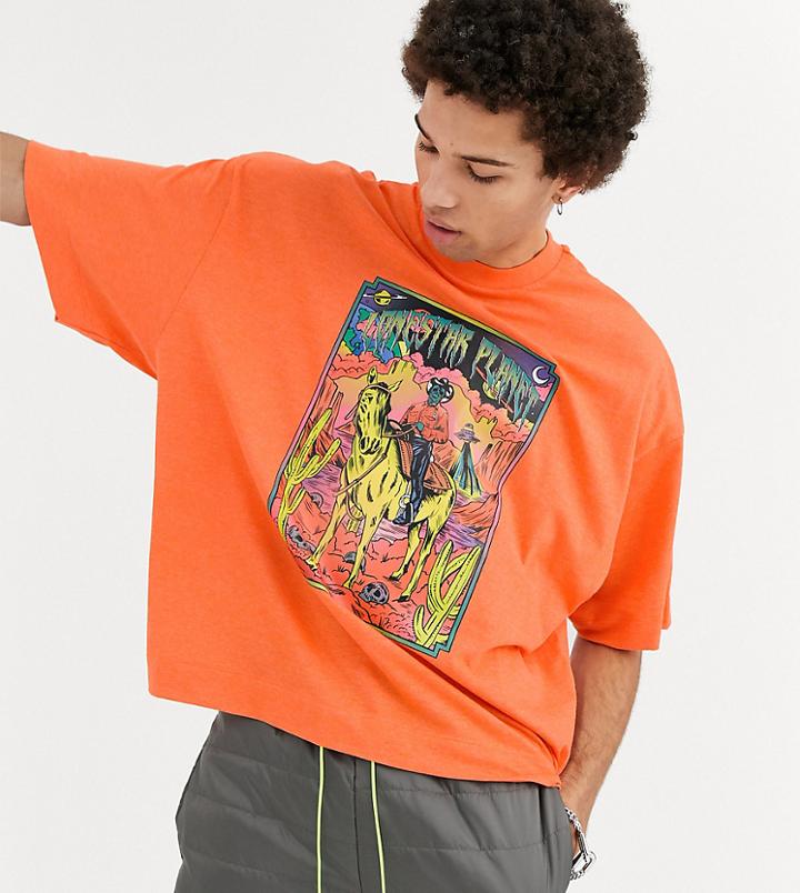 Collusion Oversized T-shirt With Cowboy Print-orange