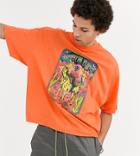Collusion Oversized T-shirt With Cowboy Print-orange
