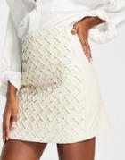 Urban Revivo Woven Detail Mini Skirt In Off-white