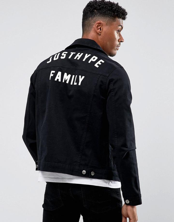 Hype Denim Jacket In Black With Back Print - Black