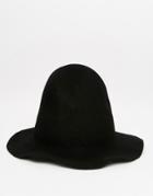 Asos Pointed Crown Unstructured Felt Hat - Black