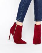 Asos Ecuador Wide Fit Pointed High Ankle Boots - Burgundy