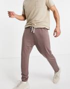 Asos Design Lightweight Drop Crotch Sweatpants In Brown-grey