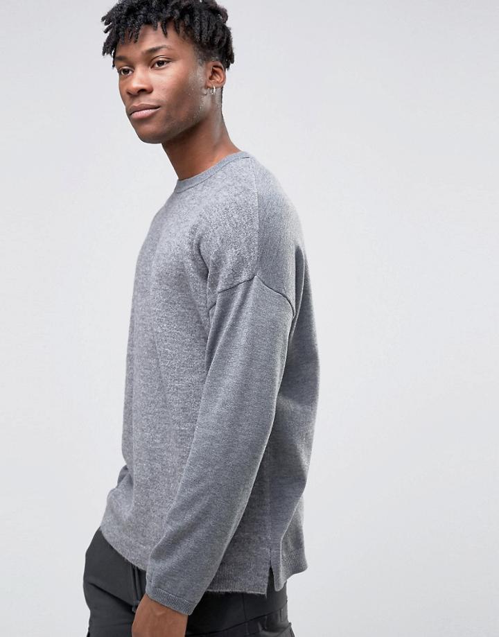 Asos Oversized Sweater In With Contrast Yarn Back And Stepped Hem - Gr