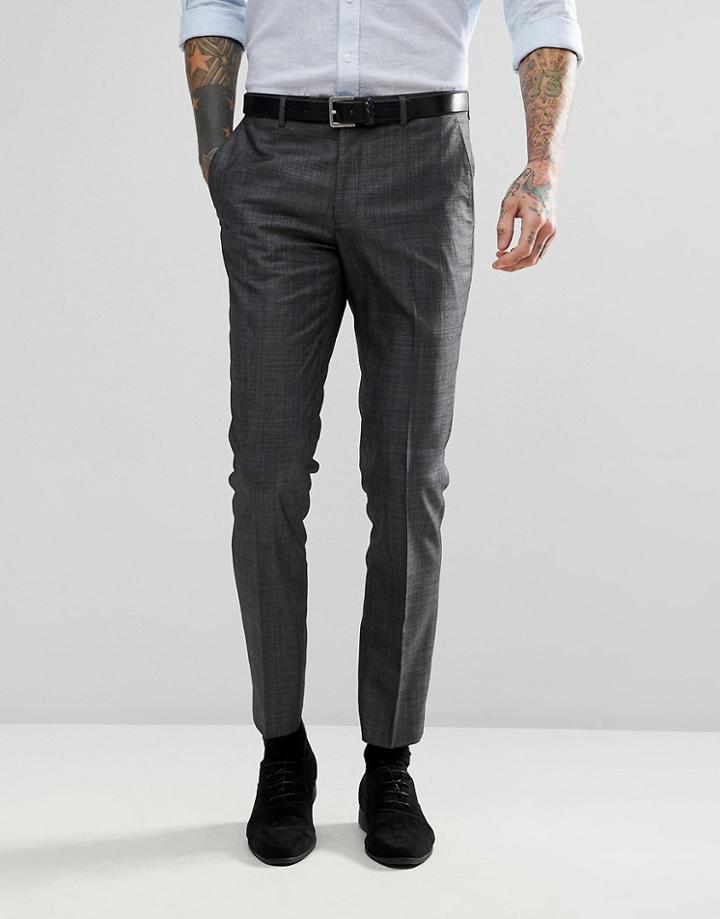 Harry Brown Winter Wedding Blue Tonal Skinny Fit Suit Pants - Blue