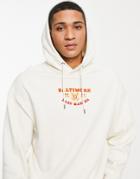 Topman Oversized Baltimore Embroidered Hoodie In Stone-neutral