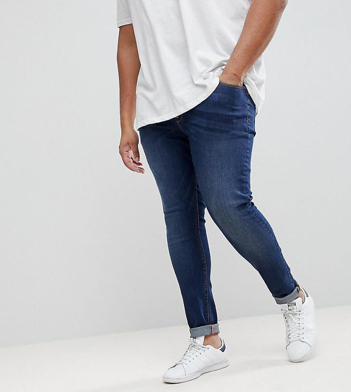 Asos Plus Extreme Super Skinny Jeans In Dark Wash - Blue