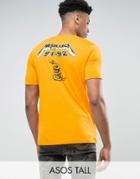 Asos Tall Metallica Relaxed Band T-shirt With Snake Back Print - Orange