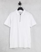 Jack & Jones Premium Quarter Zip Polo In White