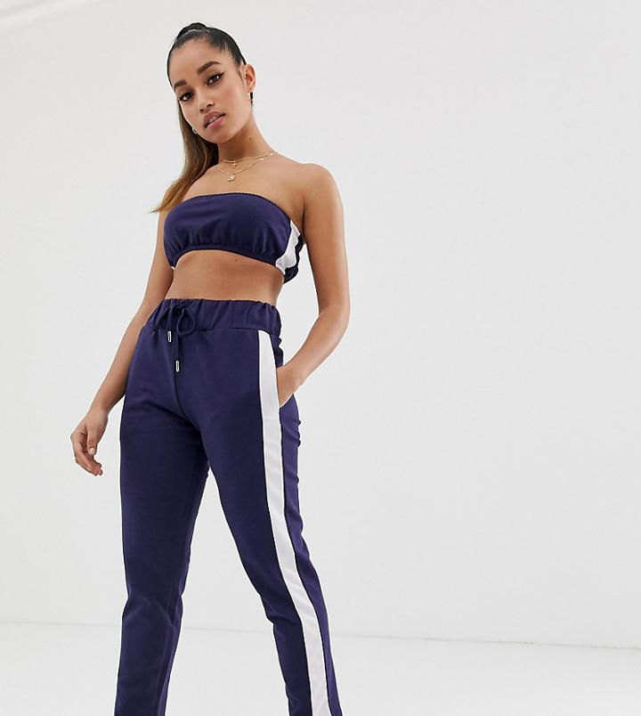 Asos Design Petite Lounge Bandeau & Jogger Set - Navy