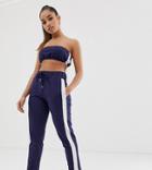 Asos Design Petite Lounge Bandeau & Jogger Set - Navy