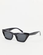 Asos Design Frame Square Cat Eye Sunglasses With Bevel In Black