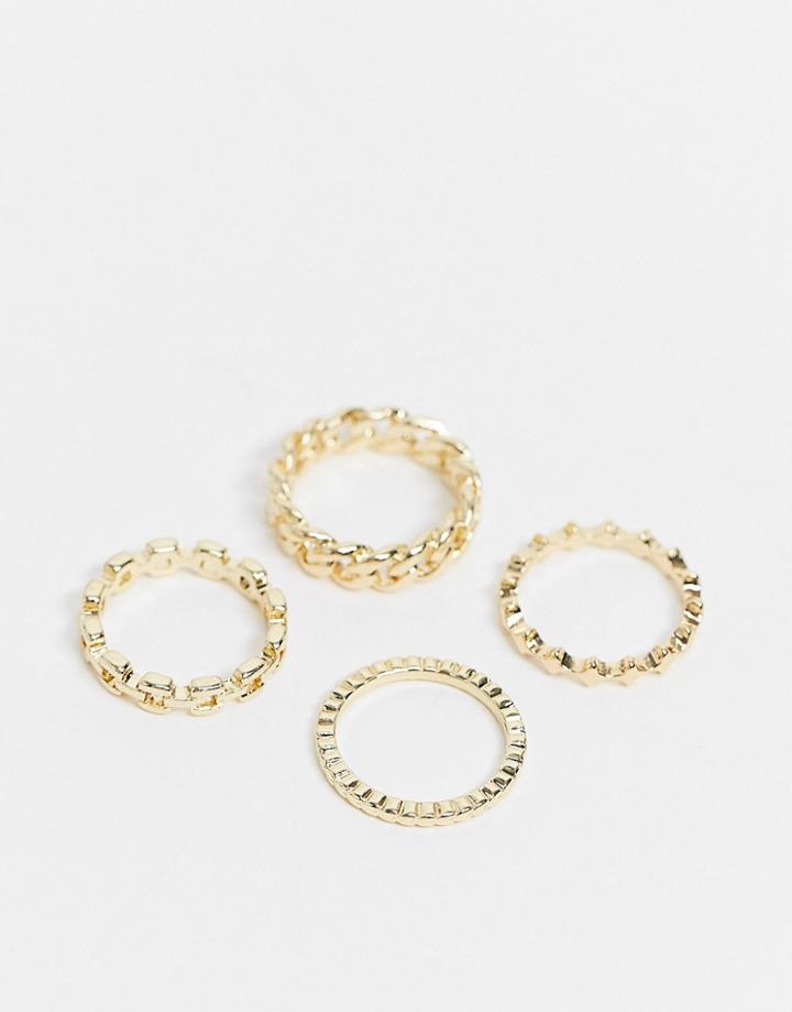 Pieces 4 Pack Chain Rings In Gold