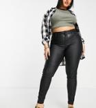 Noisy May Curve Callie Coated Skinny Jeans In Black
