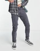 Asos Design Corduroy Skinny Jeans In Mid Gray-grey