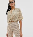 Motel Legging Shorts In Modern Romantic Repeat Printco-ord - Beige