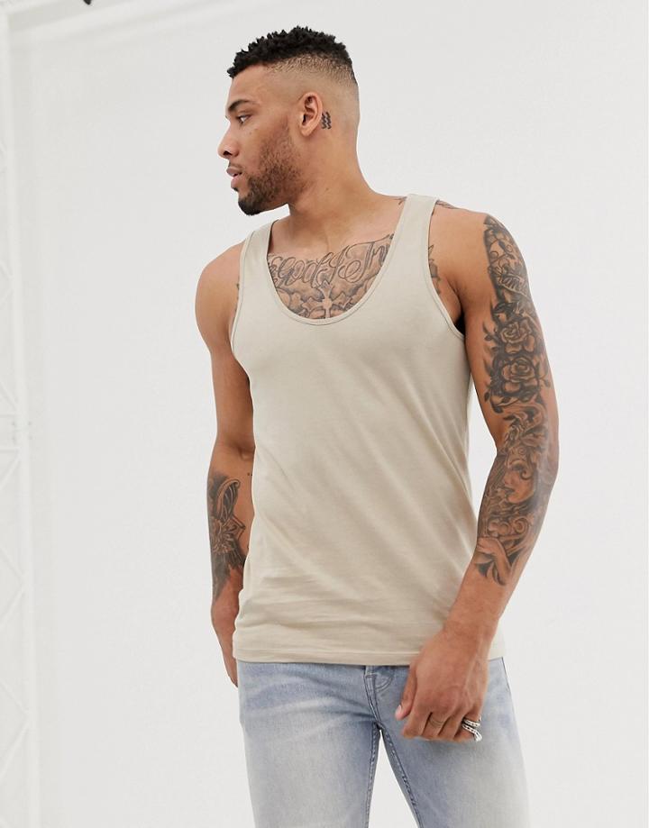 Asos Design Organic Tank In Beige