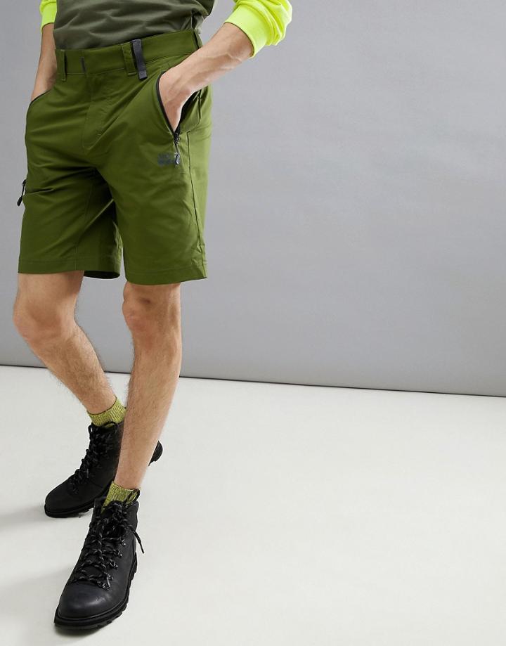 Jack Wolfskin Active Track Cargo Shorts In Khaki - Green