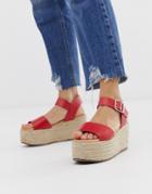 New Look Flatform Espadrille Sandal In Red - Red