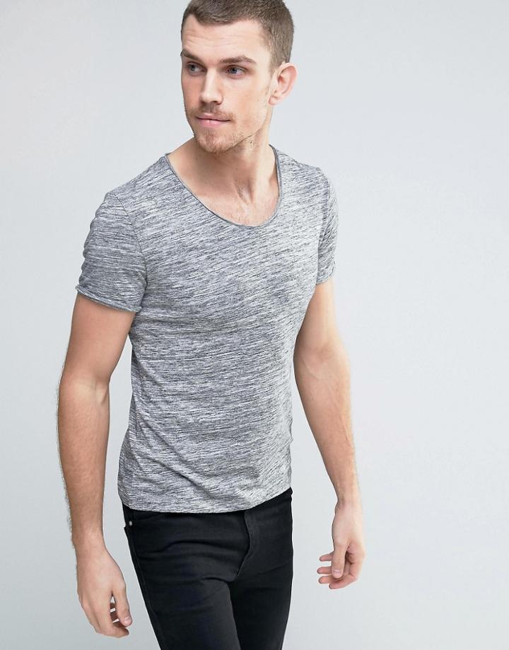 Celio T-shirt With Scoop Neck - Gray