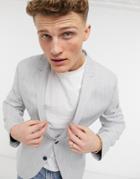 Asos Design Skinny Suit Jacket In Ice Gray Pinstripe-grey