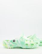 Crocs Classic Space Print Clogs In Green Marble Print-black
