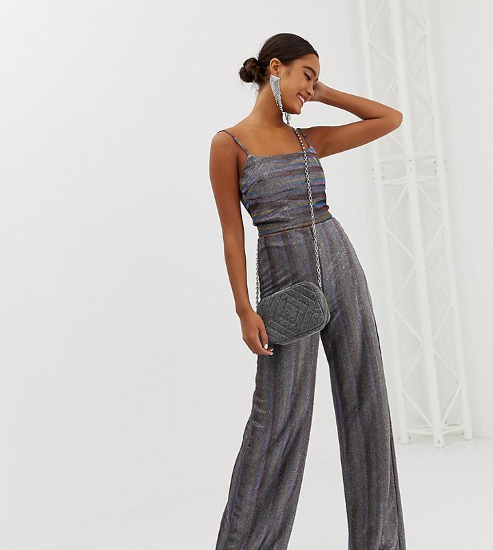 Miss Selfridge Wide Leg Pants In Metallic Stripe - Multi