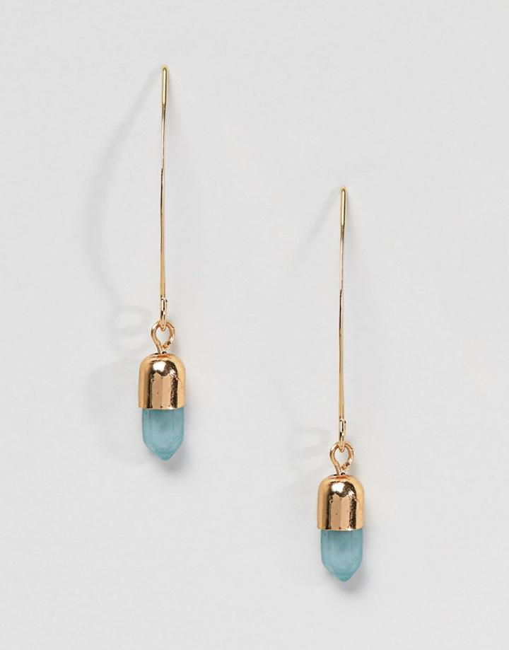 Asos Design Crystal Shard Curved Pull Through Earrings - Gold