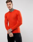 Asos Muscle Fit Sweater In Orange - Orange