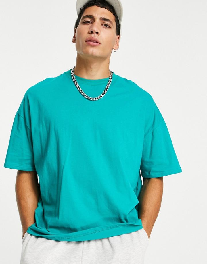 Asos Design Oversized T-shirt With Crew Neck In Teal-blues