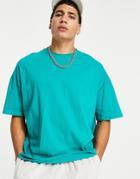 Asos Design Oversized T-shirt With Crew Neck In Teal-blues