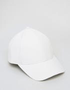 Asos Baseball Cap In White Faux Leather - White