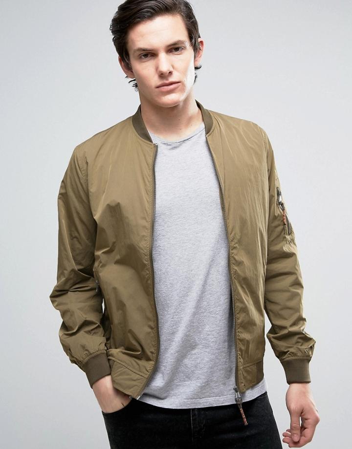 Jack & Jones Vintage Bomber Jacket With Ma-1 Pocket - Green