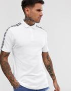 River Island Polo With Check Taping In White