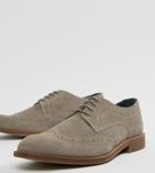 Dune Wide Fit Brogues In Gray Suede - Gray