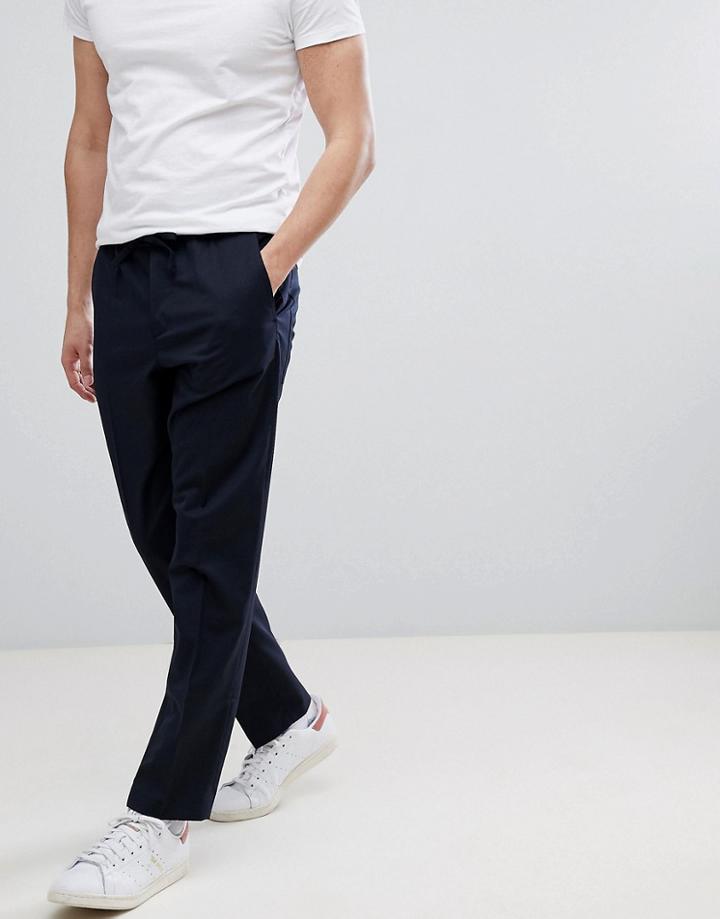 Mango Man Wool Blend Crop Chino In Navy - Navy