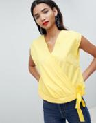Esprit Tie Front Crop Blouse - Yellow