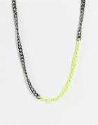 Wftw Kicked Clasp Chain Necklace In Gunmetal And Yellow-silver