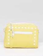 Asos Enamel Stud Zip Front Cross Body Bag - Yellow