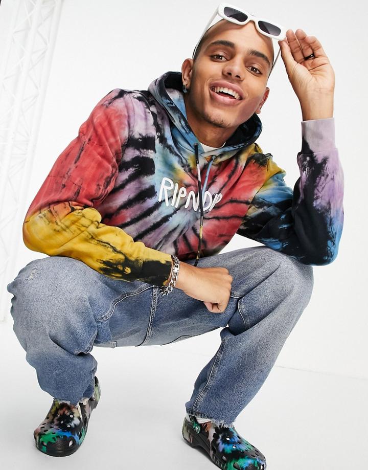 Ripndip Tie-dye Rubber Logo Hoodie In Multi