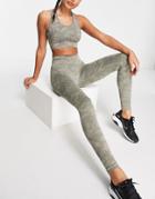 Love & Other Things Gym Seamless Camo Leggings In Light Green