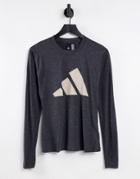 Adidas Long Sleeve Top With Large Logo In Gray