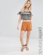 Vero Moda Petite Pom Pom Trim Shorts - Tabacco