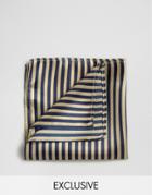 Reclaimed Vintage Stripe Pocket Square In Navy - Navy