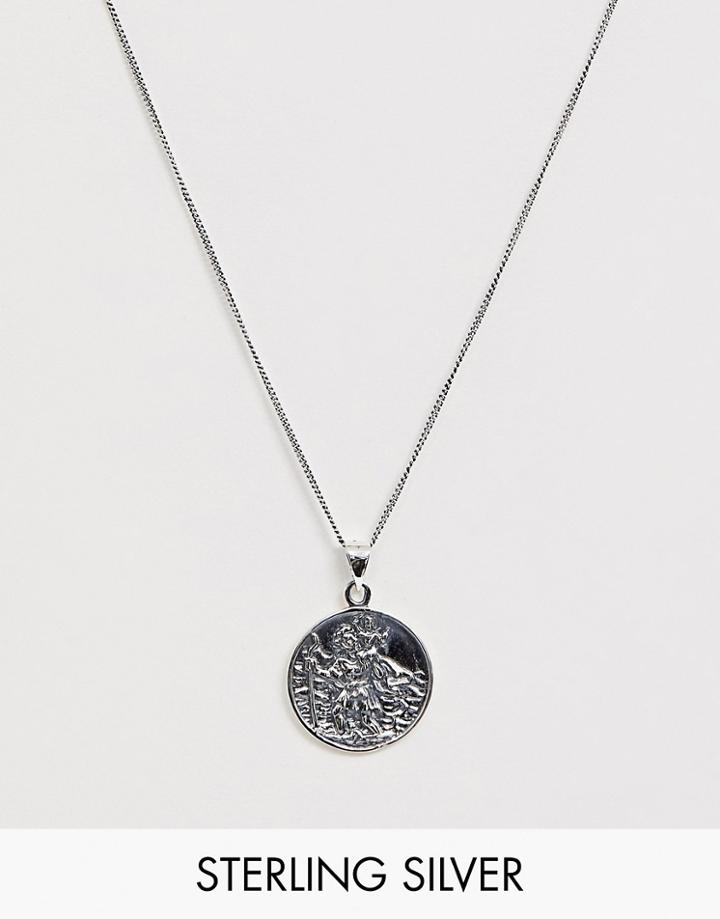 Asos Design Sterling Silver St Christopher Necklace